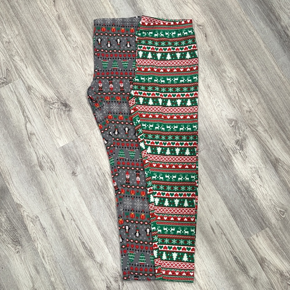 Women's Fleece Christmas Leggings (2 pairs)